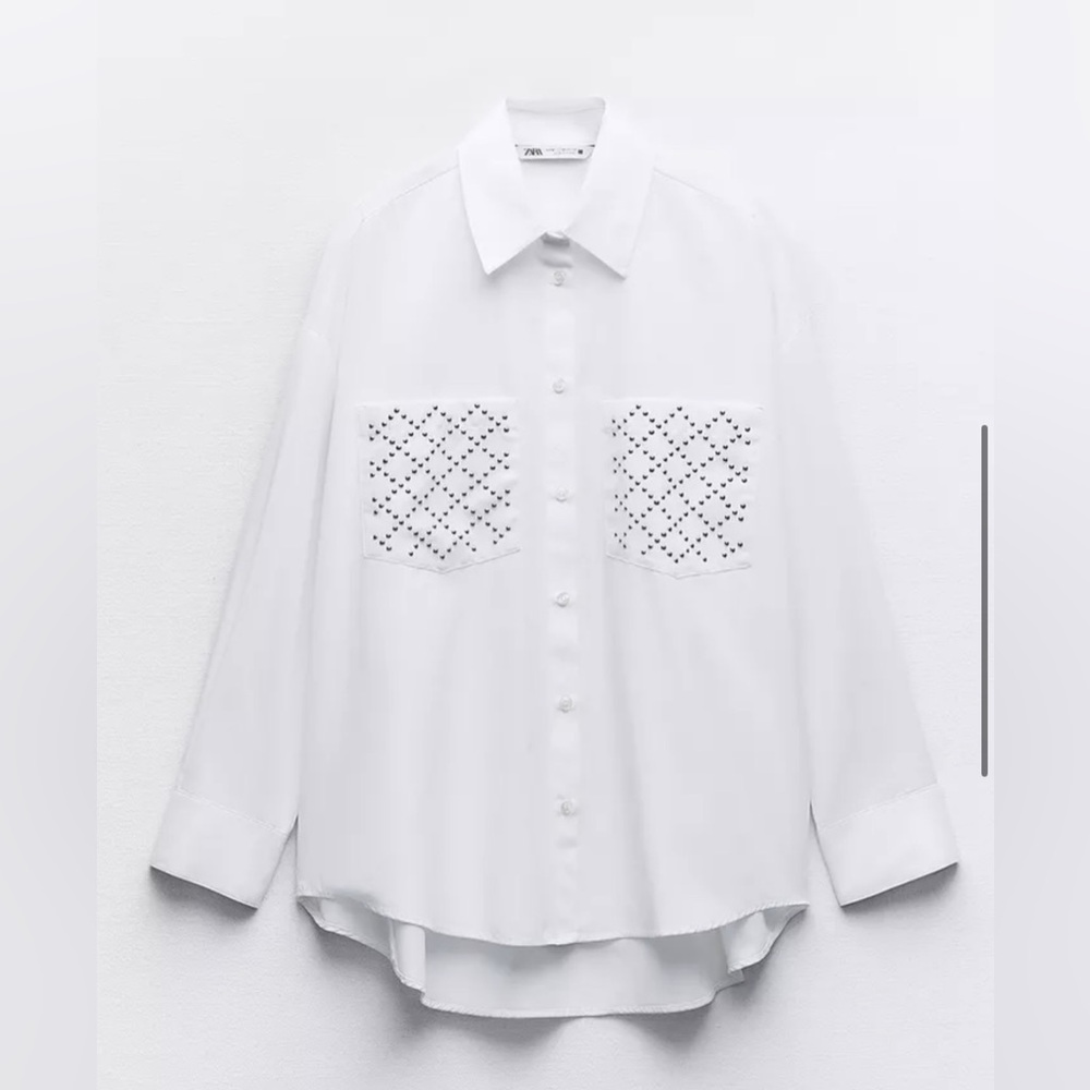 STUDDED OVERSIZED POPLIN SHIRT